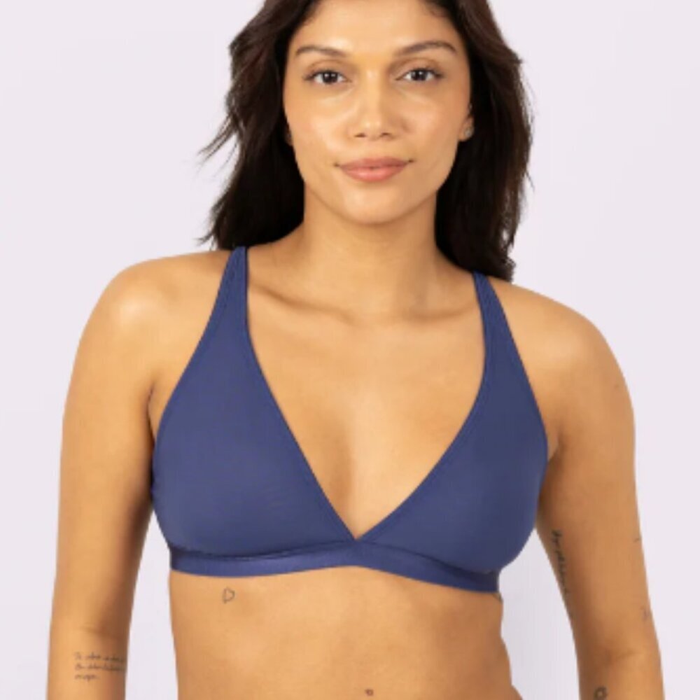 Parade Silky Mesh Plunge Teal Blue Wireless Bra Size S1 2019